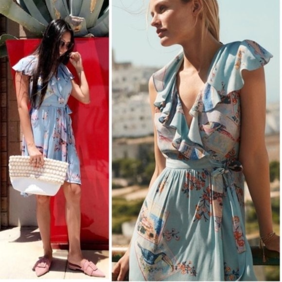 Maeve Dresses & Skirts - Anthropologie Maeve Postcard Rosalia Wrap Dress Size